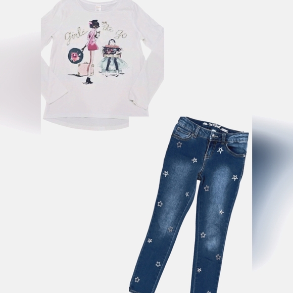Gymboree Other - Gymboree Girl Tshirt & Cat & Jack Denim with Star Accents Size 8